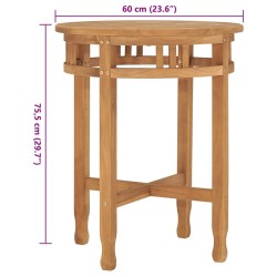 Table de bistro Ø60x75,5 cm bois de teck solide 581970581970