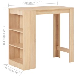 Table de bar avec étagère Chêne 110x50x103 cm 581979581979