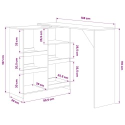 Table de bar avec tablette amovible Chêne 138x39x110 cm 581980581980