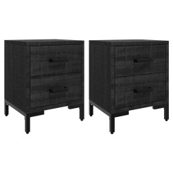 Tables de chevet 2 pcs Noir 36x30x45 cm Bois de pin massif 581982581982