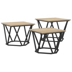 Table basse 3 pcs Chêne Sonoma Bois d'ingénierie et acier 581986581986