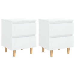 Tables de chevet pieds en pin 2 pcs blanc brillant 40x35x50 cm 581989581989