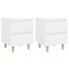 Tables de chevet pieds en pin 2 pcs blanc brillant 40x35x50 cm 581989581989