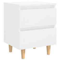 Tables de chevet pieds en pin 2 pcs blanc brillant 40x35x50 cm 581989581989