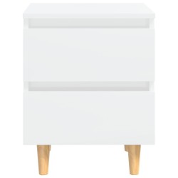 Tables de chevet pieds en pin 2 pcs blanc brillant 40x35x50 cm 581989581989
