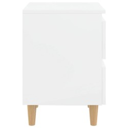 Tables de chevet pieds en pin 2 pcs blanc brillant 40x35x50 cm 581989581989