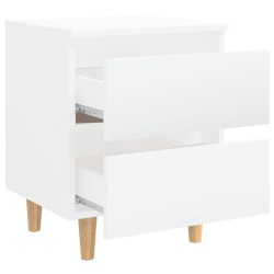 Tables de chevet pieds en pin 2 pcs blanc brillant 40x35x50 cm 581989581989