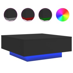 Table basse avec lumières LED noir 80x80x31 cm 582000582000