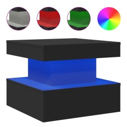 Table basse avec lumières LED noir 50x50x40 cm 582008582008