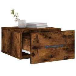 Table de chevet murale chêne fumé 35x35x20 cm 582010582010
