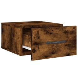 Table de chevet murale chêne fumé 35x35x20 cm 582010582010