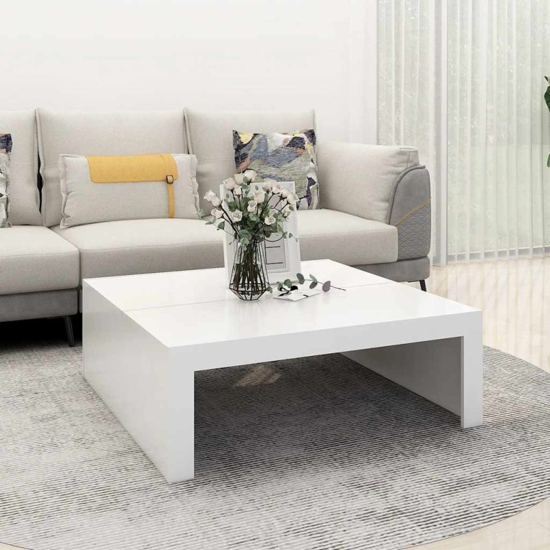 Table basse blanc 100x100x35 cm bois d'ingénierie 582019582019
