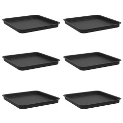 Plateau carré à fleurs 6 pcs Noir 36 x 36 x 2.5 cm Plastique 582031582031