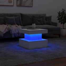 Table basse avec lumières LED blanc 50x50x40 cm 582038582038