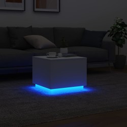 Table basse avec lumières LED blanc 50x50x40 cm 582040582040