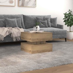 Table basse avec lumières LED chêne artisanal 50x50x40 cm 582042582042