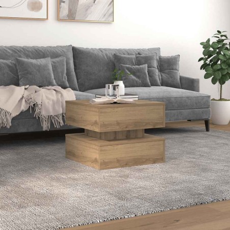 Table basse avec lumières LED chêne artisanal 50x50x40 cm 582042582042
