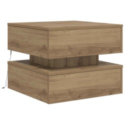 Table basse avec lumières LED chêne artisanal 50x50x40 cm 582042582042