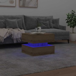 Table basse avec lumières LED chêne artisanal 50x50x40 cm 582042582042