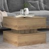 Table basse avec lumières LED chêne artisanal 50x50x40 cm 582042582042