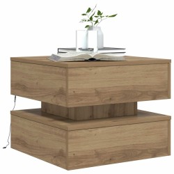 Table basse avec lumières LED chêne artisanal 50x50x40 cm 582042582042