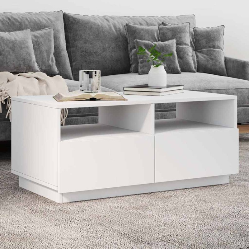Table basse avec lumières LED blanc 90x49x40 cm 582045582045