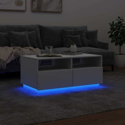 Table basse avec lumières LED blanc 90x49x40 cm 582045582045