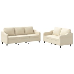 Ensemble de canapés 2 pcs avec coussins Crème Tissu 582058582058