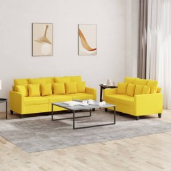 Ensemble de canapés 2 pcs avec coussins Jaune clair Tissu 582059582059