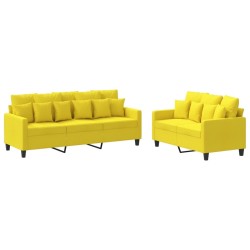 Ensemble de canapés 2 pcs avec coussins Jaune clair Tissu 582059582059