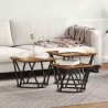 Table basse 3 pcs Bois Ancien Bois d'ingénierie et acier 582063582063