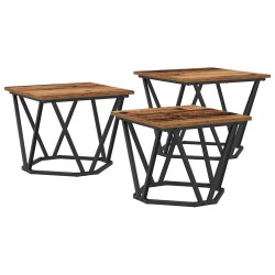 Table basse 3 pcs Bois Ancien Bois d'ingénierie et acier 582063582063