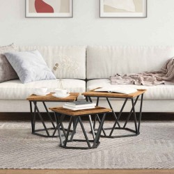 Table basse 3 pcs Bois Ancien Bois d'ingénierie et acier 582063582063