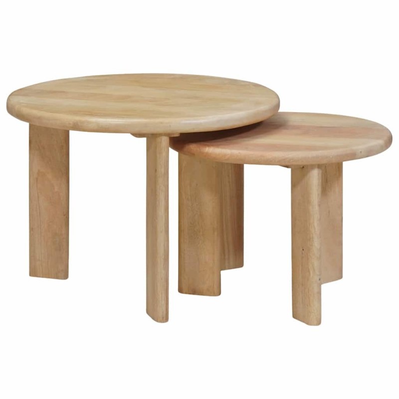 Tables basses gigognes 2 pcs Noir Bois de mangue massif 582067582067