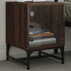 Tables de chevet et portes vitrées 2pcs chêne marron 35x37x50cm 582069582069