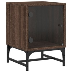 Tables de chevet et portes vitrées 2pcs chêne marron 35x37x50cm 582069582069