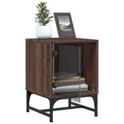Tables de chevet et portes vitrées 2pcs chêne marron 35x37x50cm 582069582069