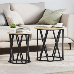 Table basse 2 pcs Chêne Sonoma Bois d'ingénierie et acier 582071582071