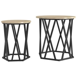 Table basse 2 pcs Chêne Sonoma Bois d'ingénierie et acier 582071582071