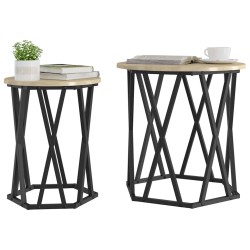 Table basse 2 pcs Chêne Sonoma Bois d'ingénierie et acier 582071582071