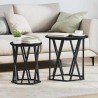 Table basse 2 pcs Chêne noir Bois d'ingénierie et acier 582073582073