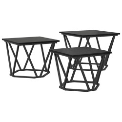 Table basse 3 pcs Chêne noir Bois d'ingénierie et acier 582079582079