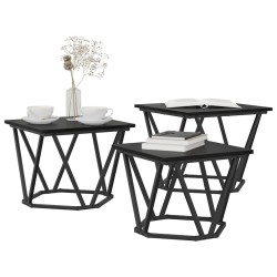 Table basse 3 pcs Chêne noir Bois d'ingénierie et acier 582079582079