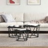Table basse 3 pcs Chêne noir Bois d'ingénierie et acier 582079582079