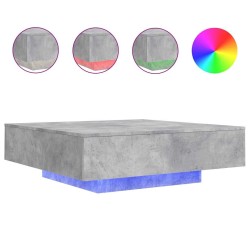 Table basse avec lumières LED gris béton 100x100x31 cm 582082582082