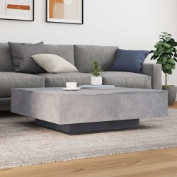 Table basse avec lumières LED gris béton 100x100x31 cm 582082582082