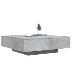 Table basse avec lumières LED gris béton 100x100x31 cm 582082582082