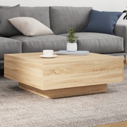 Table basse avec lumières LED chêne sonoma 80x80x31 cm 582083582083