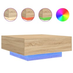 Table basse avec lumières LED chêne sonoma 80x80x31 cm 582083582083