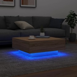 Table basse avec lumières LED chêne sonoma 80x80x31 cm 582083582083